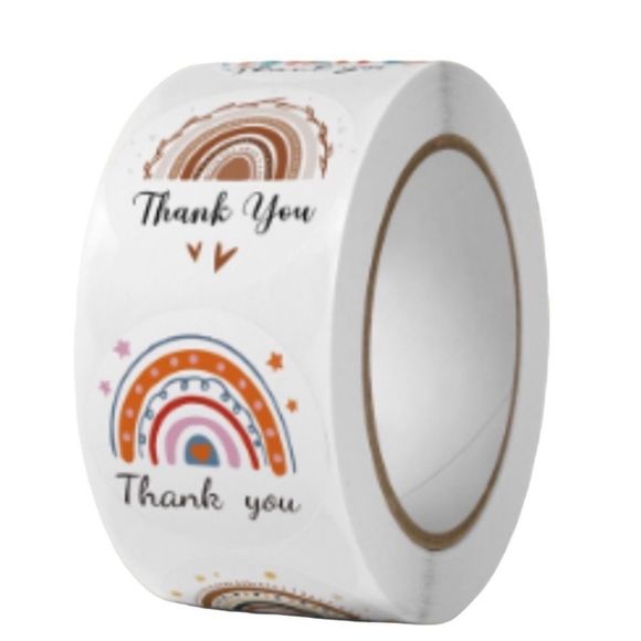 Boho Thank You Stickers Roll,Cute Thank You Tape Stickers for small business - Picture 2 of 7